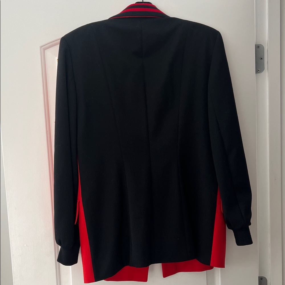 Escada Red and Black Double-Breasted Blazer with Gold Buttons - Picture 2 of 4